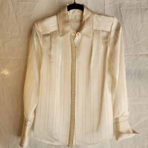 Ramy Brook Cream Blouse with Subtle Stripes